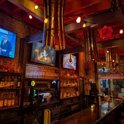 Ciao Ristorante - Lanterns made from barrel staves is a great touch for the bar.