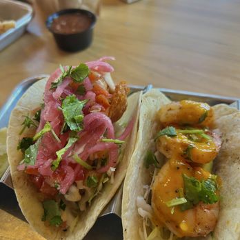 Taco Reho - 1 Baja Fish Taco 1 Grilled Shrimp Taco - Mmm! :P love!! - Food Trucks Near Me - Rehoboth Beach, Delaware Taco Reho - 1 Baja Fish Taco 1 Grilled Shrimp Taco - Mmm! :P love!! - Food Trucks Near Me - Rehoboth Beach, Delaware