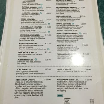 The Goni's Schnitzelria - Menu - Spanish Near Me - Ramsgate, ACT