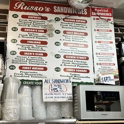 Russo Mozzarella & Pasta - Sandwich menu