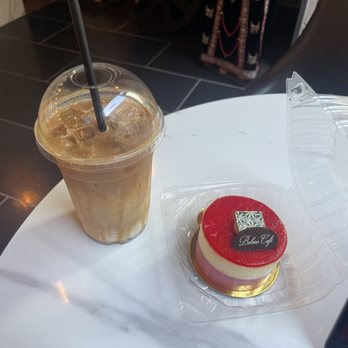 Sana'a Cafe - Sana'a iced latte and berry mousse - Coffee & Tea Near Me - San Francisco, California Sana'a Cafe - Sana'a iced latte and berry mousse - Coffee & Tea Near Me - San Francisco, California
