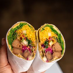The Hummus Republic - Our delicious wheat wrap with spinach, couscous, and vegan beef