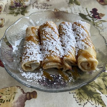 Galicia Restaurant - Apple Carmel pancake with kiwi for desert. - Breakfast & Brunch Near Me - Spencerport, New York Galicia Restaurant - Apple Carmel pancake with kiwi for desert. - Breakfast & Brunch Near Me - Spencerport, New York