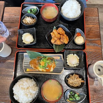 HINODEYA Ramen Union Square - Breakfast order - salmon & karaage chicken - Ramen Near Me - San Francisco, California