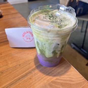Here & There - Ube matcha with cream topping - Coffee & Tea Near Me - Stanton, California Here & There - Ube matcha with cream topping - Coffee & Tea Near Me - Stanton, California