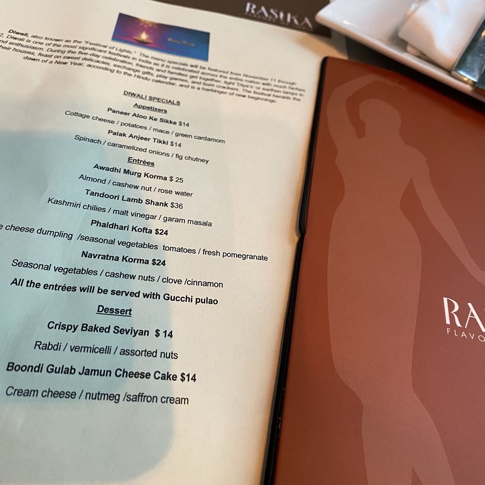 Rasika West End - Diwali Specials Menu only 2 days - Indian Near Me - Washington, DC, District of Columbia Rasika West End - Diwali Specials Menu only 2 days - Indian Near Me - Washington, DC, District of Columbia