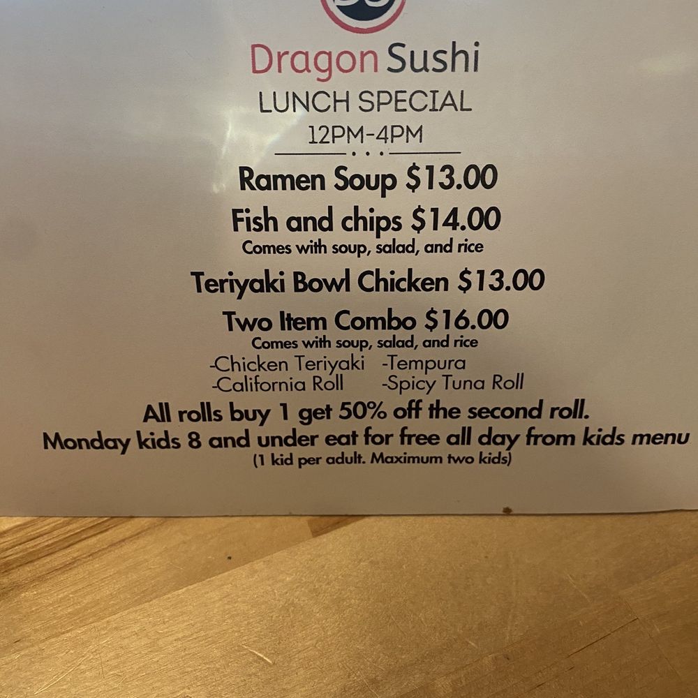 The lunch special menu The lunch special menu