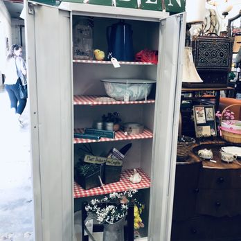 Dirty Jane's Antiques - Janky Metal Kitchen Cupboard ~ $125 - Antiques Near Me - Chattanooga, Tennessee Dirty Jane's Antiques - Janky Metal Kitchen Cupboard ~ $125 - Antiques Near Me - Chattanooga, Tennessee