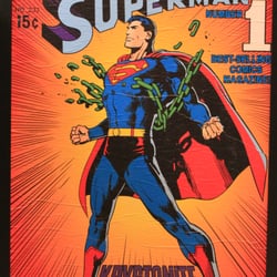 Custom Comic Posters - Superman framed, textured, and bonded vintage style comic book poster 24"X 36"