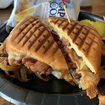 Public Cafe - Without a doubt the best pastrami sandwich I ever had.   The carmelized onions , bacon bread and pastrami - yum! - Coffee & Tea Near Me - Chatham, Massachusetts
