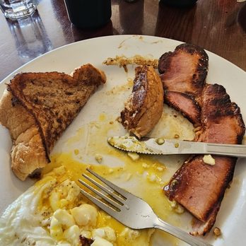 Dad's Diner - Ham (incredible), over easy eggs and French toast. - Breakfast & Brunch Near Me - Anacortes, Washington