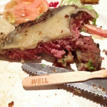 Mimi's Cafe - This burger was requested to be medium well/well but as can be seen its obviously too undercooked. - Breakfast & Brunch Near Me - Tustin, California