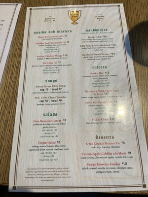 Menu photo 2 Trophy Room Mansfield, CT