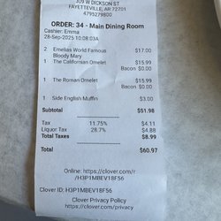 Emelia's Mediterranean Kitchen - Receipt