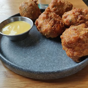 Yellowbelly - Crab and corn fritters! - New American Near Me - St. Louis, Missouri Yellowbelly - Crab and corn fritters! - New American Near Me - St. Louis, Missouri
