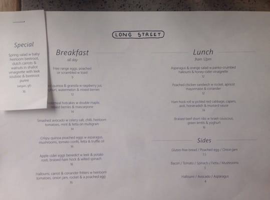 Menu photo 2 Long Street Richmond, VIC Menu photo 2 Long Street Richmond, VIC