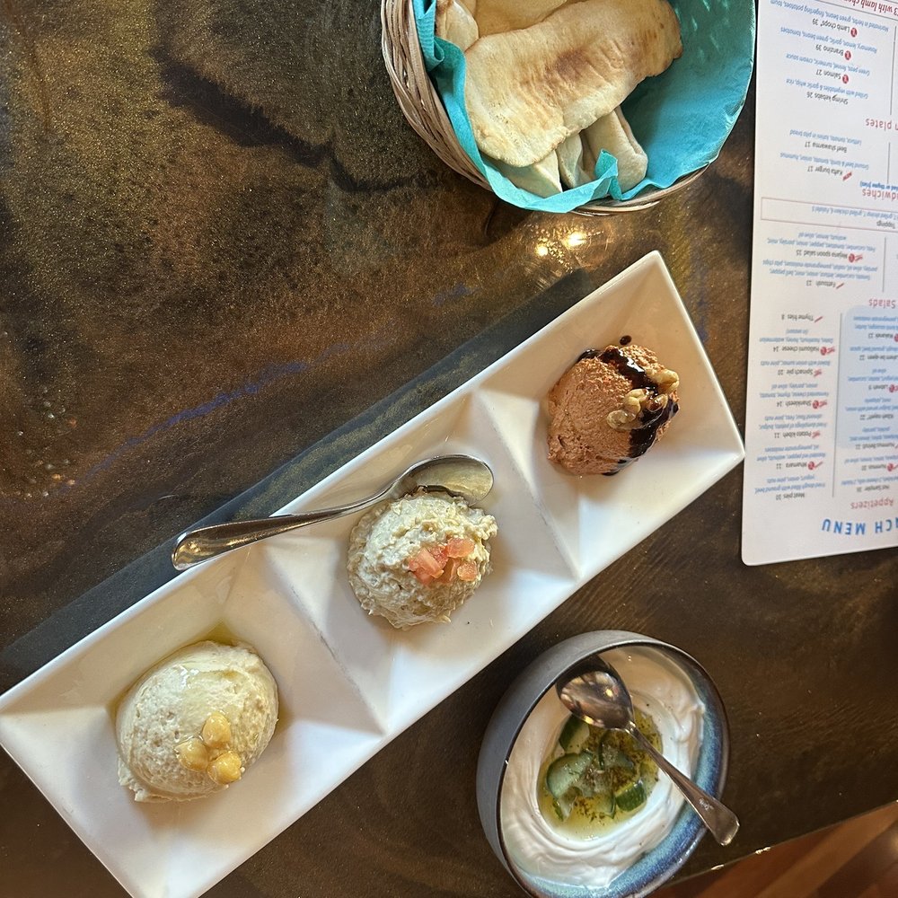 Mejana - Trio of spreads and Lebne - Mediterranean Near Me - Arlington, Virginia