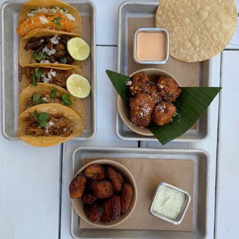 Bartaco Mosaic - Street Corn Fritters, Plantains, Baja Fish Taco,Carne Asada Taco, Roasted Duck Taco - Tacos Near Me - Fairfax, Virginia Bartaco Mosaic - Street Corn Fritters, Plantains, Baja Fish Taco,Carne Asada Taco, Roasted Duck Taco - Tacos Near Me - Fairfax, Virginia