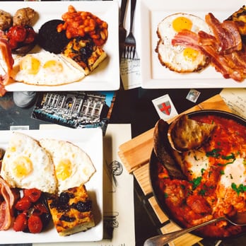 Singl-end Garnethill - Our brunch - two meaty full breakfasts, fried eggs and bacon and meaty spicy eggs - yummy! - Cafes Near Me - Glasgow, GLG