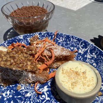 Ember & Rye - Chocolate/Passion Mousse with Chocolate pop rocks; Carrot Cake Sandwich - Seafood Near Me - Carlsbad, California Ember & Rye - Chocolate/Passion Mousse with Chocolate pop rocks; Carrot Cake Sandwich - Seafood Near Me - Carlsbad, California
