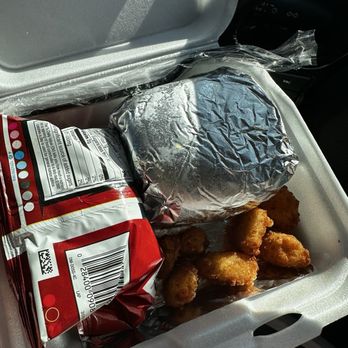 Cook Out - Tray with a burger Cheddar Style Burger, White Cheddar Cheese Bites, and a Walkin' Taco - Fast Food Near Me - Elizabeth City, North Carolina Cook Out - Tray with a burger Cheddar Style Burger, White Cheddar Cheese Bites, and a Walkin' Taco - Fast Food Near Me - Elizabeth City, North Carolina