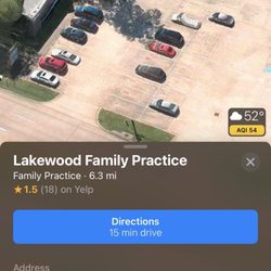 Lakewood Family Practice - Address, satellite areal view, Yelp score (1.5)