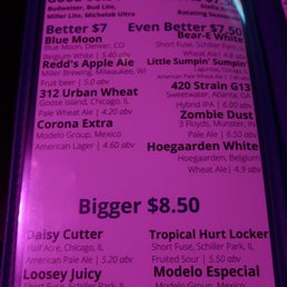 Beer menu, circa Sept 2021.