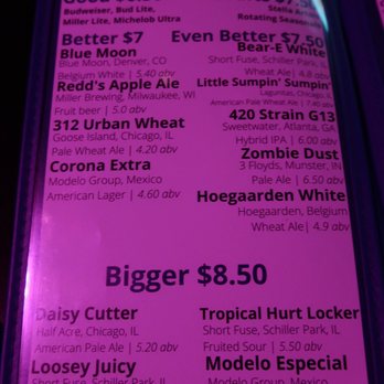 Zanies - Beer menu, circa Sept 2021. - Comedy Clubs Near Me - Rosemont, Illinois
