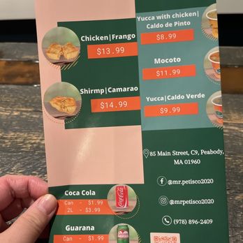 Mr. Petisco - a menu for a restaurant - Brazilian Near Me - Peabody, Massachusetts