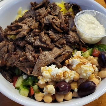 Balboa's Tap House - The Beef Shawarma bowl with half yellow rice and half Iraqi salad. 'A' grade - American Near Me - San Diego, California Balboa's Tap House - The Beef Shawarma bowl with half yellow rice and half Iraqi salad. 'A' grade - American Near Me - San Diego, California