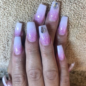 Peridot Nails & Spa - Sparkly pink white ombré - Nail Salons Near Me - Monrovia, California Peridot Nails & Spa - Sparkly pink white ombré - Nail Salons Near Me - Monrovia, California