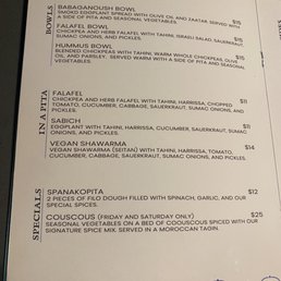 Page two of vegan portion of the menu Page two of vegan portion of the menu