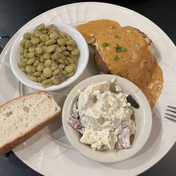 KP’s - Flounder with crab cake, Lima beans, potato salad. - Salad Near Me - Fernandina Beach, Florida KP’s - Flounder with crab cake, Lima beans, potato salad. - Salad Near Me - Fernandina Beach, Florida