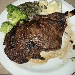 Cowboy Ribeye w. Creamed Spinach, Steamed Broccoli and Mashed Potatoes Cowboy Ribeye w. Creamed Spinach, Steamed Broccoli and Mashed Potatoes