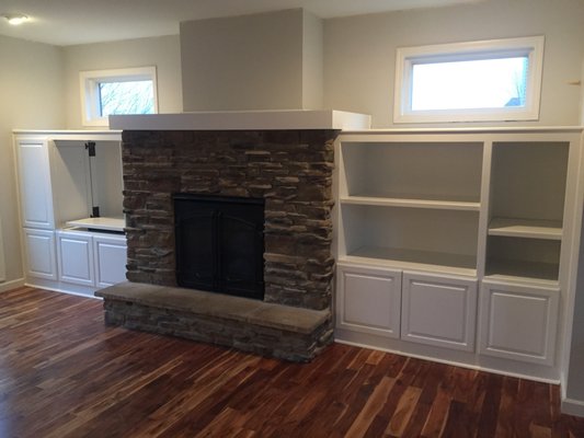 Fireplace painting. Interior Cabinet Painting. - Our customers were very happy with their fireplace painting project. They ended up having us hiring us to paint other cabinets after their first painting experience with Splash.