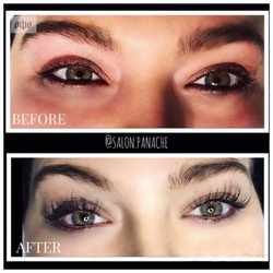 Salon Panache - Before and After of Eyelash Extensions done by the salon's esthetician!