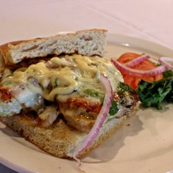 Pin Oak Pub & Links - Artisan Sandwiches (pictured: Grilled Chicken) made with homemade focaccia and sauces... They're to die for!