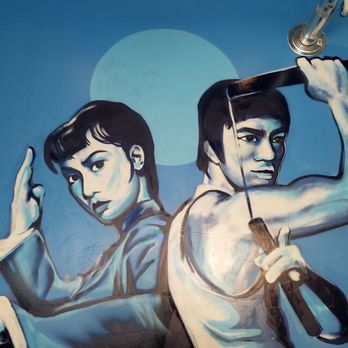 Enter The Cafe - Bruce Lee Mural by Luke dragon of Dragon School 99 of Oakland - Coffee & Tea Near Me - San Francisco, California Enter The Cafe - Bruce Lee Mural by Luke dragon of Dragon School 99 of Oakland - Coffee & Tea Near Me - San Francisco, California