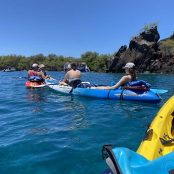 Kayak Central at Pineapple Park - tying kayaks together and taking turns snorkeling - Vacation Rentals Near Me - Kealakekua, Hawaii