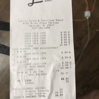 Lowes Foods - Receipt - Grocery Near Me - Raleigh, North Carolina Lowes Foods - Receipt - Grocery Near Me - Raleigh, North Carolina