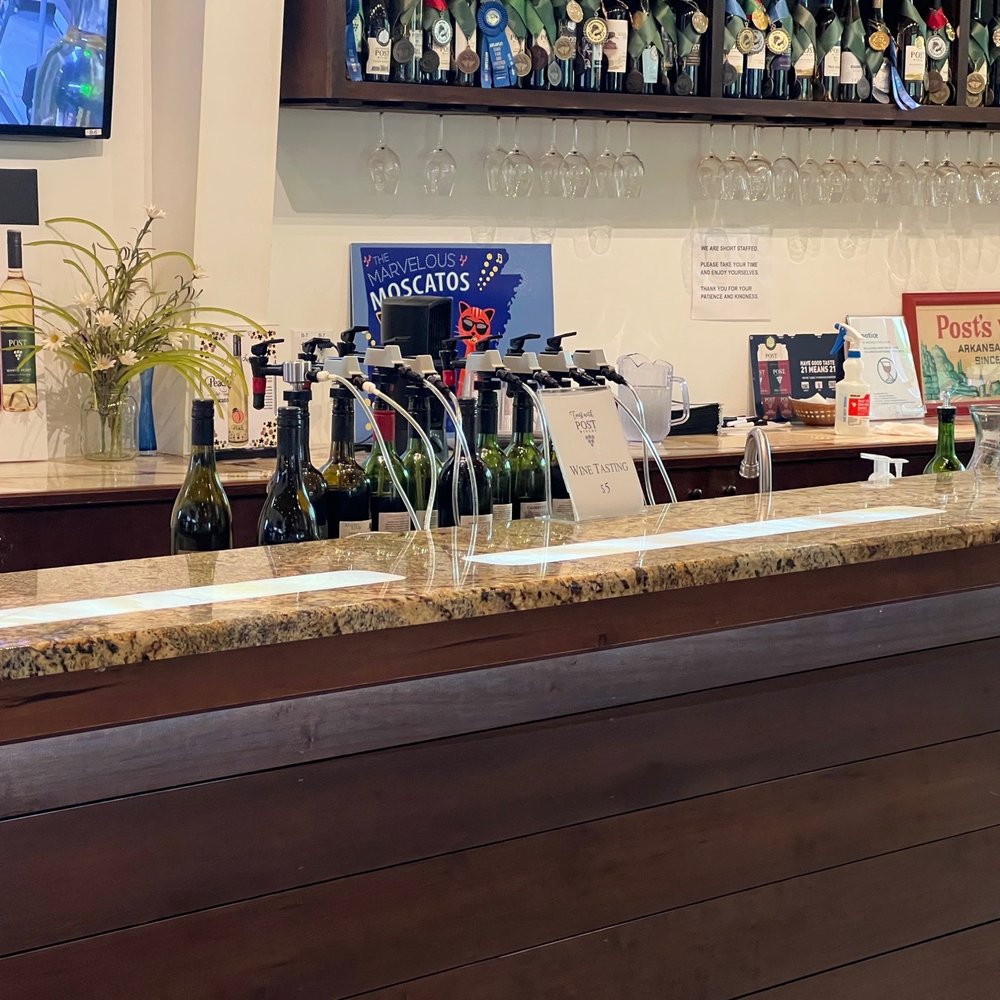 Post Winery - a bar with bottles of wine on the counter - Wine Tours Near Me - Altus, Arkansas Post Winery - a bar with bottles of wine on the counter - Wine Tours Near Me - Altus, Arkansas