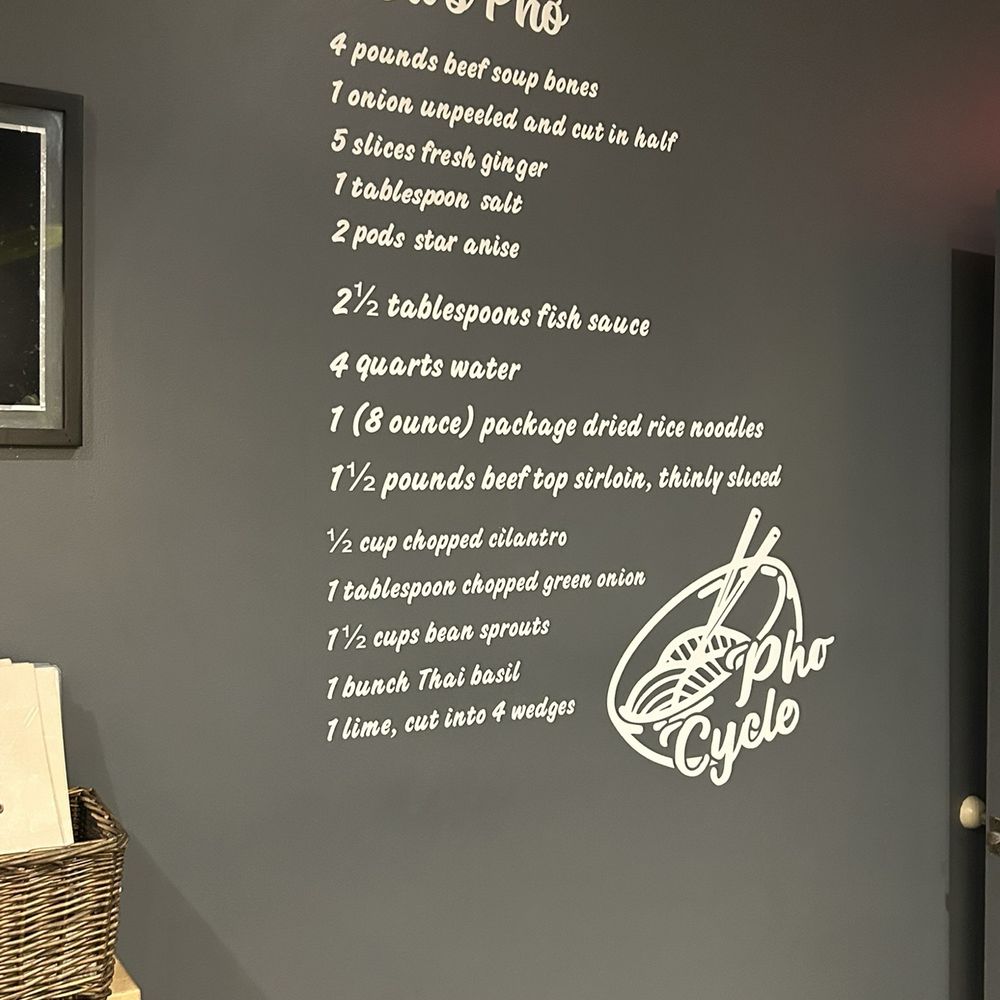 The Pho recipe on the wall. The Pho recipe on the wall.