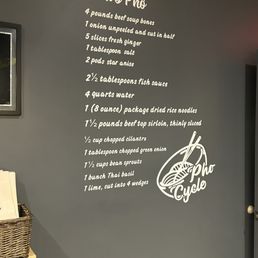 The Pho recipe on the wall. The Pho recipe on the wall.