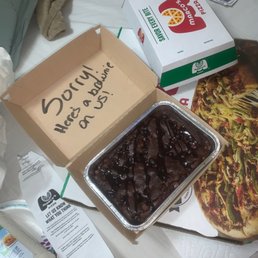 a box of pizza and a box of beans