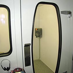 Kowalski Hearing Solutions - Our sound booth with windowed door