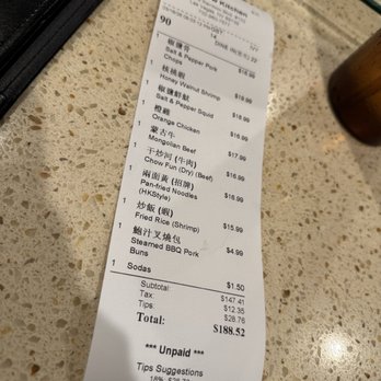 Rainbow Kitchen - Our receipt that fed 8 adults and 6 kids - Seafood Near Me - Las Vegas, Nevada