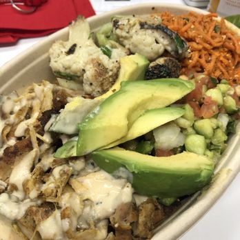 Sababa - Chicken bowl with hummus, avocado, roasted carrots, and Roasted Cauliflower - Mediterranean Near Me - San Francisco, California Sababa - Chicken bowl with hummus, avocado, roasted carrots, and Roasted Cauliflower - Mediterranean Near Me - San Francisco, California