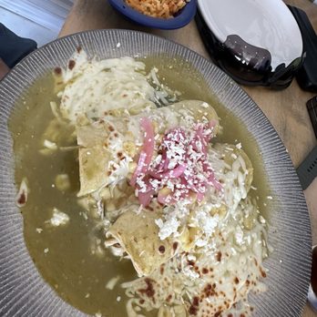 Los Azulejos Restaurant - Green enchiladas  4/2025 - Mexican Near Me - San Antonio, Texas