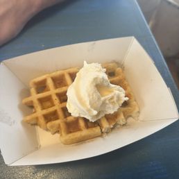Gluten free waffle with vanilla Ice cream