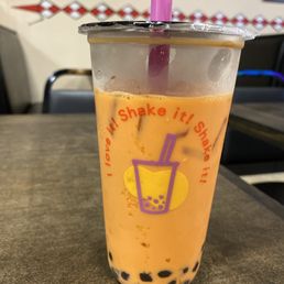Thai milk bubble tea with boba Thai milk bubble tea with boba